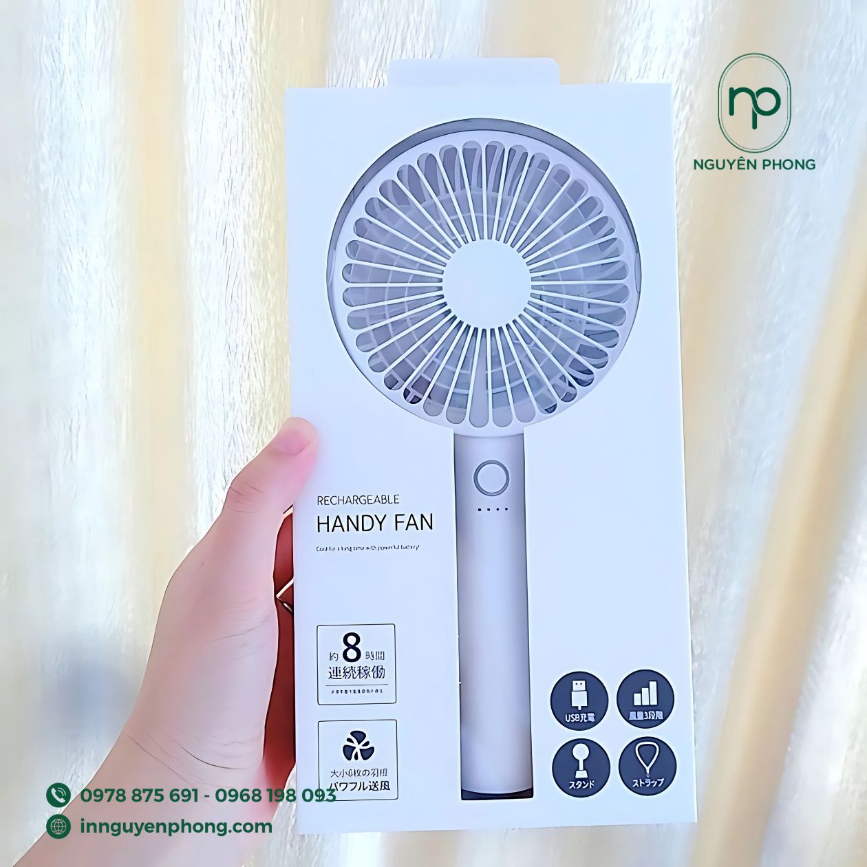 Mẫu hộp giấy đựng quạt mini cầm tay